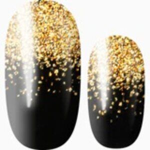 3 for 15 - LILY & FOX - MIDNIGHT EMBERS Nail Stickers Wrap Strips Black Glitter